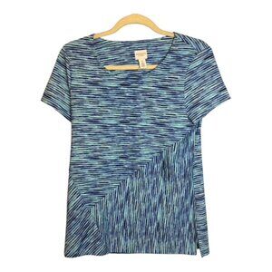 Chico's Blouse Women's Size Small‎ Weekends Tshirt Athleisure Blue Chico's 0